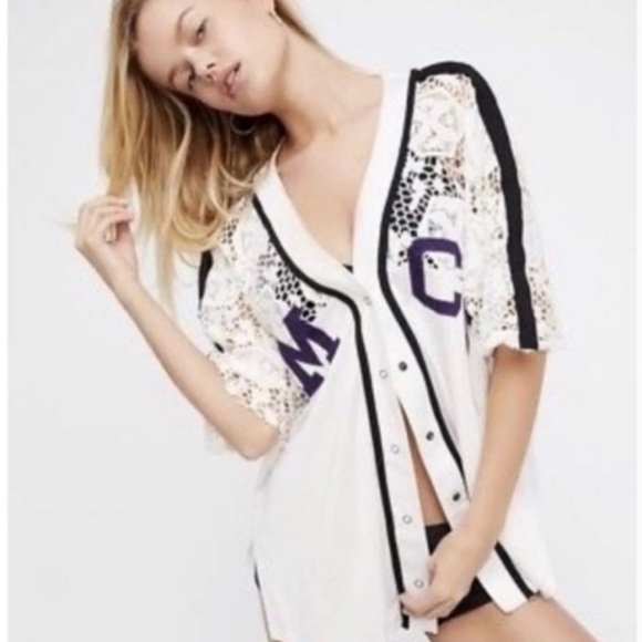 We The Free Tops - We The Free Baseball Like RMCU 84 Lace Insert Top Shirt